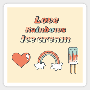 Love, Rainbows, Ice Cream Retro Doodles Sticker